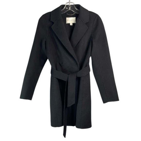 Banana Republic Wool Tie Belt Wrap Pea Coat Black Pockets Collar Hidden Snaps XS - Picture 2 of 12